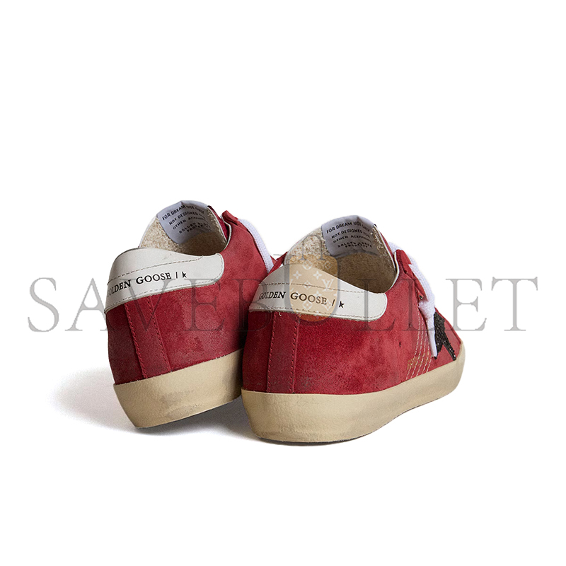 GOLDEN GOOSE WOMEN’S SUPER-STAR IN RED SUEDE WITH GLITTER STAR AND WHITE HEEL TAB GWF00101 GOLDEN GOOSE WOMEN’S SUPER-STAR IN RED SUEDE WITH GLITTER STAR AND WHITE HEEL TAB GWF00101